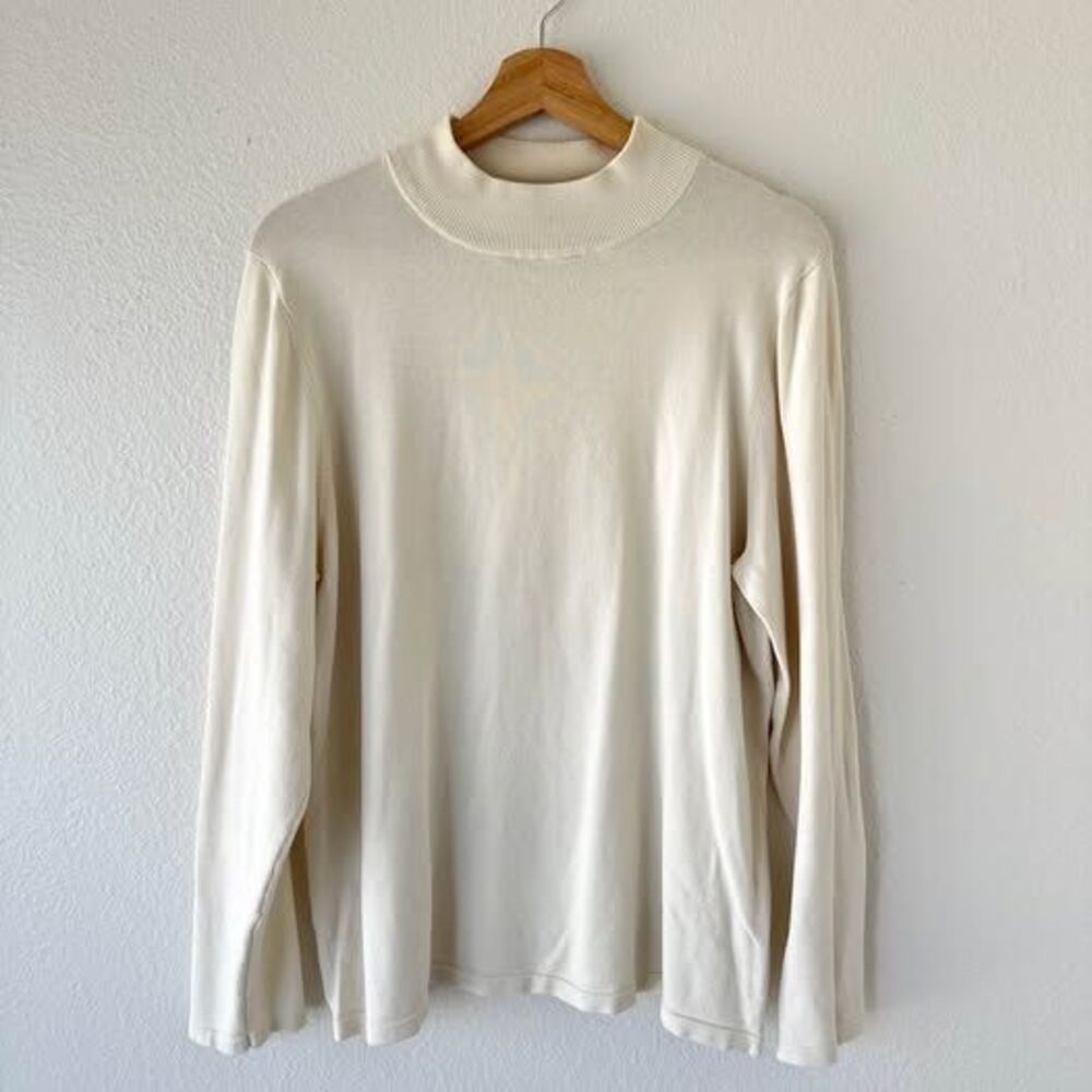 Pendleton Silk Blend Sweater Ivory Mock Neck Long Sleeve Women Size XL